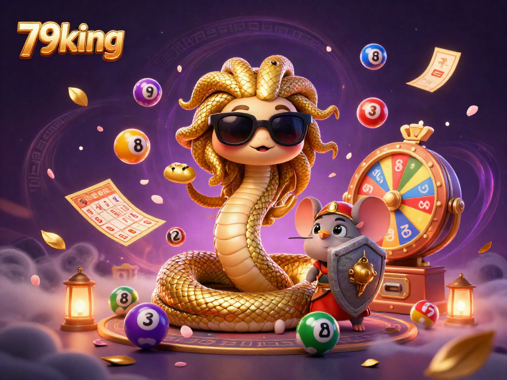Play exciting lottery games with 79king amidst colorful elements and dynamic characters.