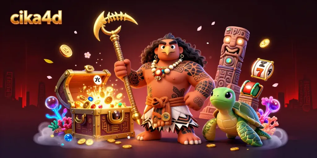 Spin the reels with cika4d's Polynesian-themed adventure in a vibrant casino world.