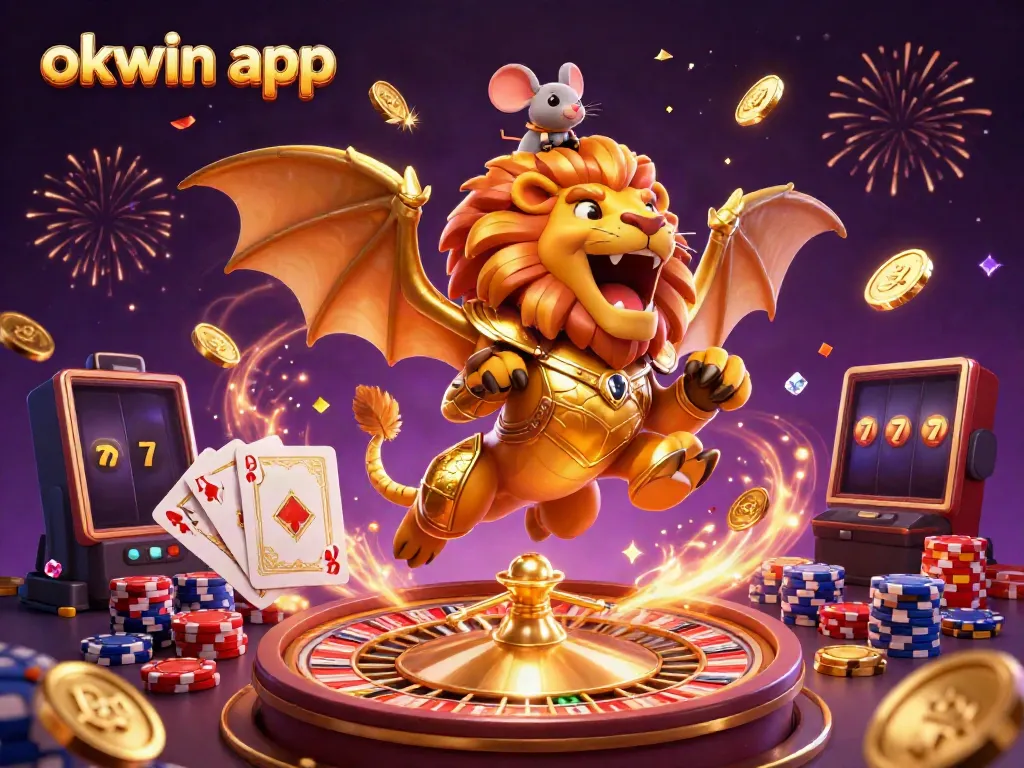 Experience thrilling gameplay with the okwin app showcased in a vibrant casino scene full of action.