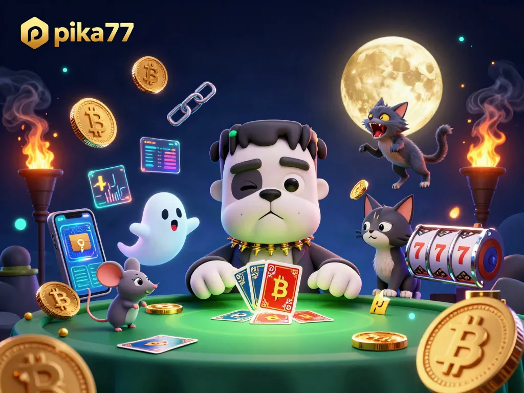 Engage with exciting games at pika77 featuring a Frankenstein bulldog and whimsical characters.
