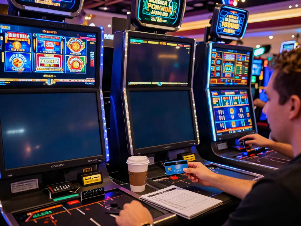 A player enjoying credit card casinos at an online casino with vibrant game displays and promotional bonuses.
