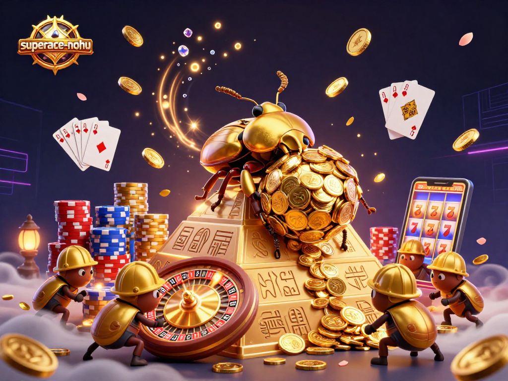 Engage with superace-nohu by playing a thrilling game of chance amidst cascading golden coins and vibrant gaming elements.
