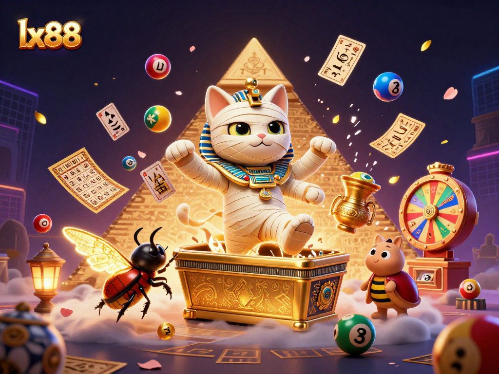 Experience winning excitement with lx88 in a vibrant 3D casino scene featuring dynamic lottery elements.