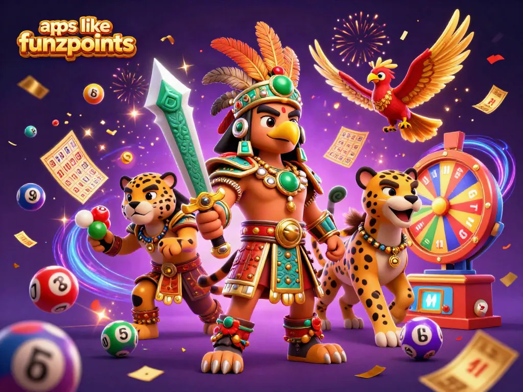 Play apps like Funzpoints for exciting prizes and fun golden ticket adventures in vibrant casino scenes.