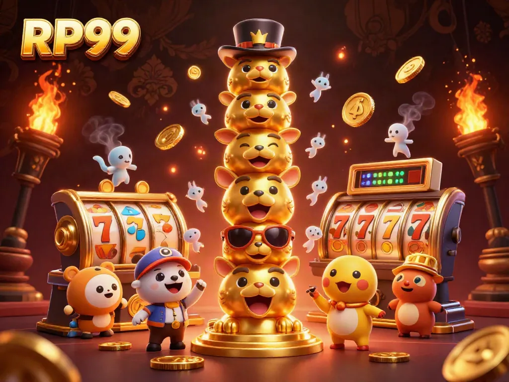 Experience thrilling gameplay with RP99 showcasing a lively totem pole and slot items.