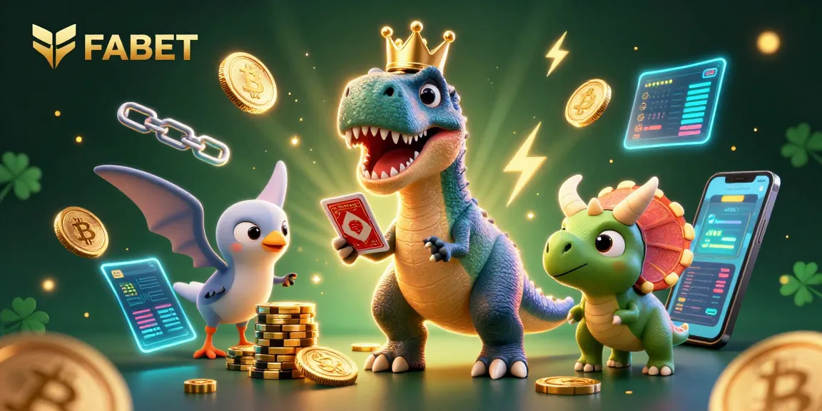 FABET players enjoy exciting bets with colorful characters in a vibrant casino setting.
