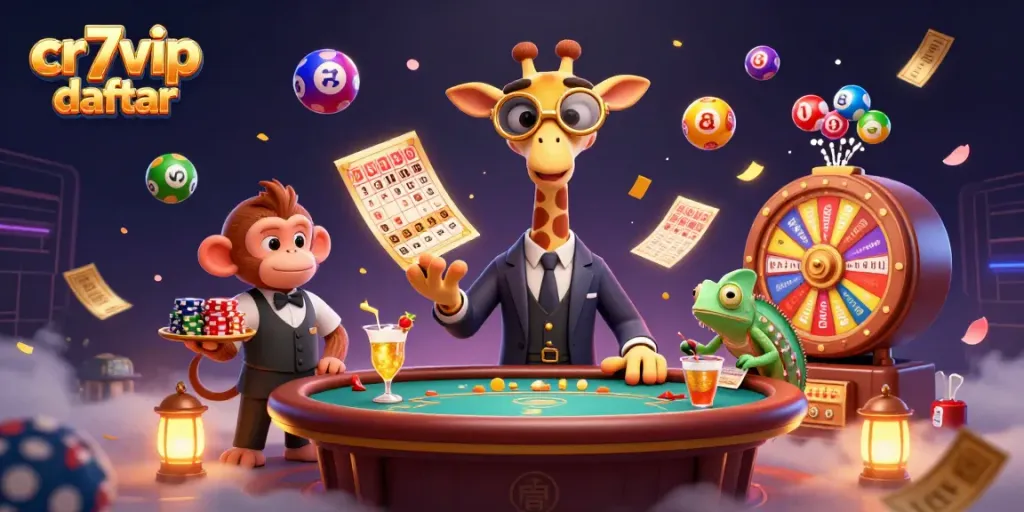 Mengambil langkah pertama dalam cr7vip daftar sambil menikmati suasana kasino yang meriah melalui ilustrasi 3D.
