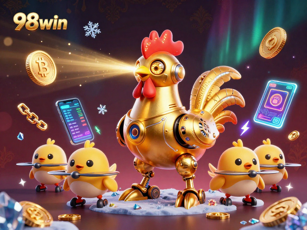 Experience thrilling wins with 98win as the golden rooster robot battles for cryptocurrency treasures.