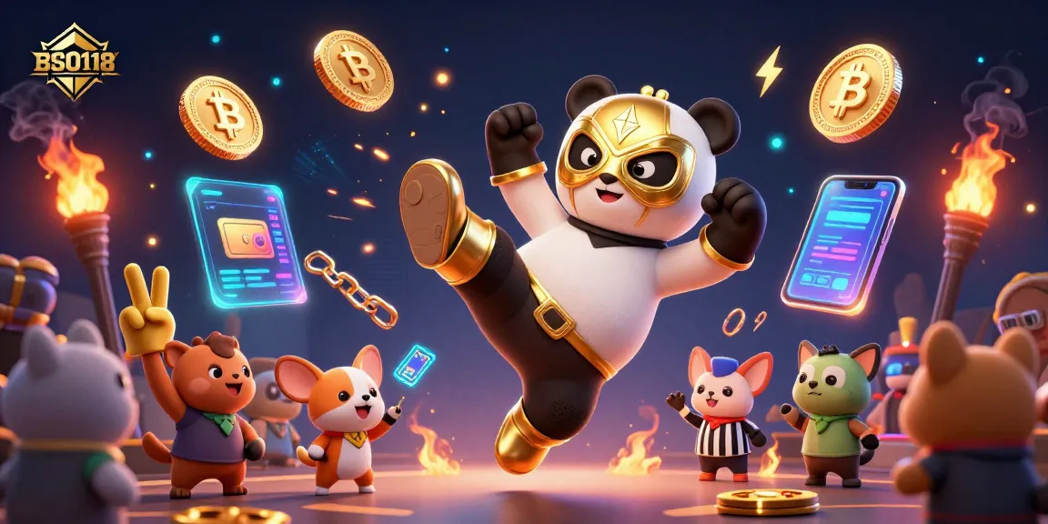 Join the BSO118 excitement as a panda wrestler flies through a crypto casino event.