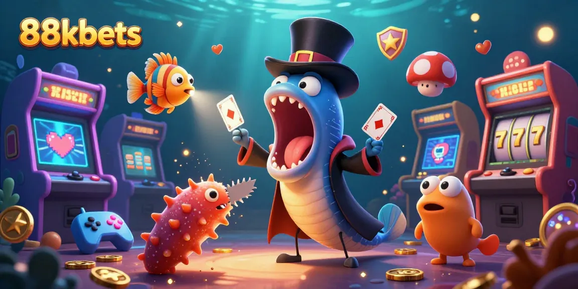 88kbets showcases a magical underwater casino scene with vibrant characters and game elements.