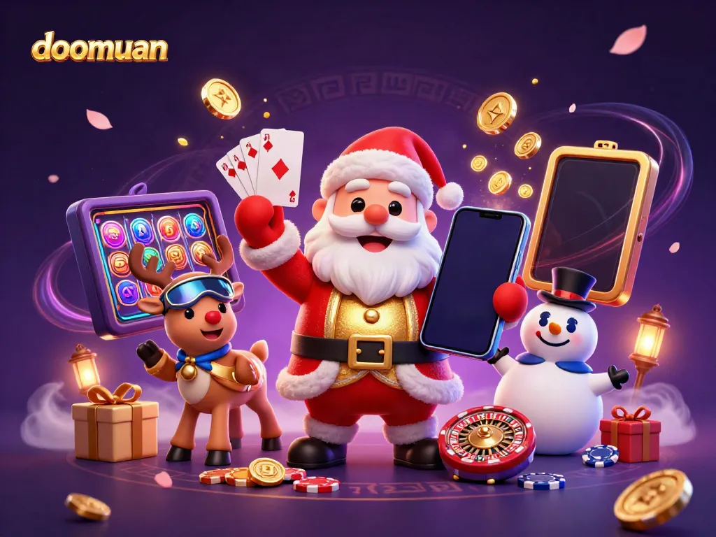 Experience thrill with doomuan while enjoying slot jackpots and festive ambiance in a colorful casino.