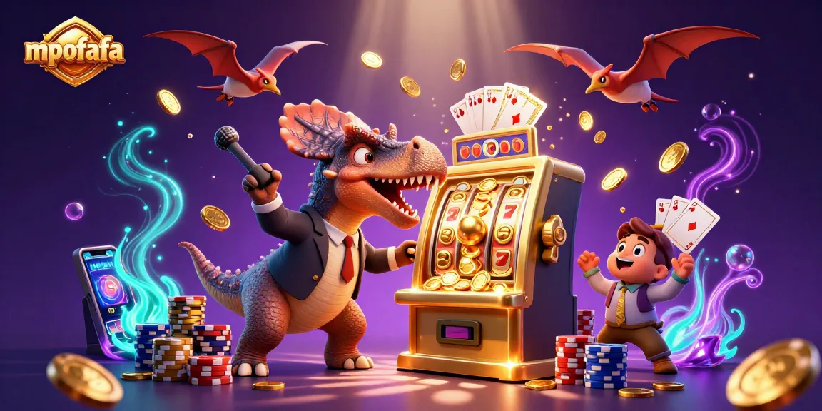 Experience the excitement of mpofafa with a dynamic 3D illustration showcasing a jackpot-winning slot machine.