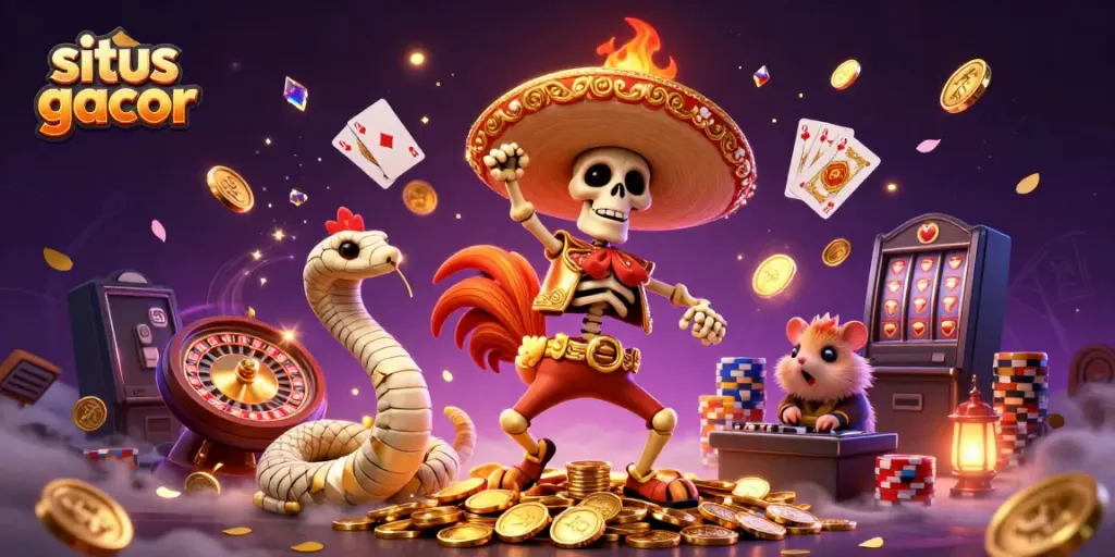 Merayakan kemenangan situs gacor dengan permainan slot dan emas yang melimpah.