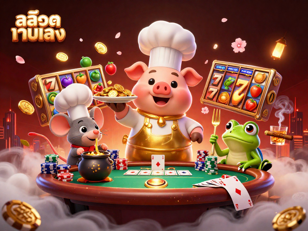 Experience thrilling gameplay with สล็อตเว็บตรง in a vibrant casino scene showcasing fun characters and slot elements.