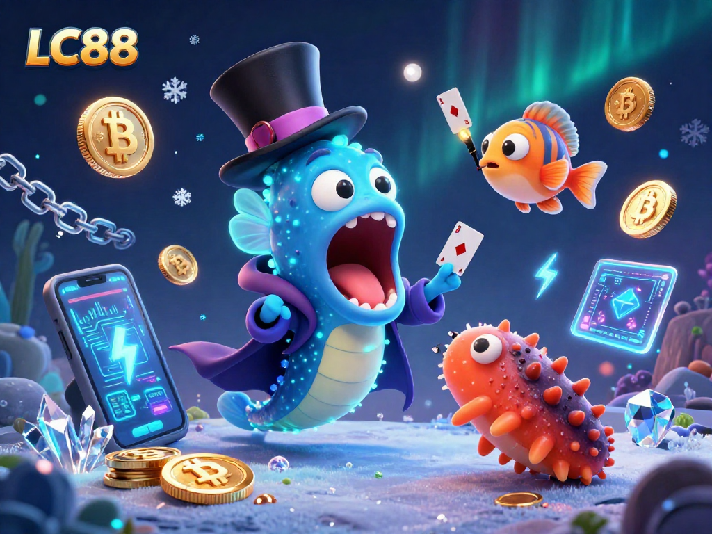 LC88 showcases an exciting 3D cartoon scene with sea creatures performing magical tricks in a vibrant casino atmosphere.