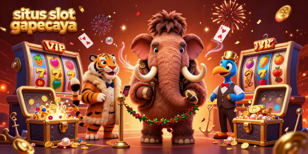 Experience the excitement at situs slot gacor terpercaya with a vibrant cartoon casino scene featuring dynamic characters and classic game elements.