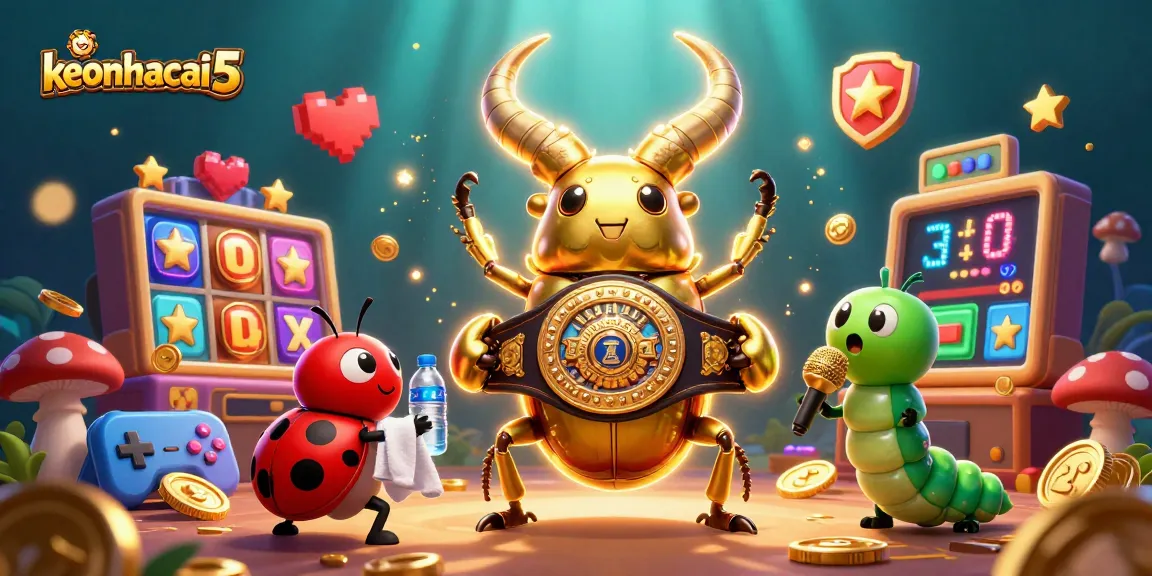 Engage in iconic battles with keonhacai5 in this vibrant casino scene featuring 3D characters and slots.