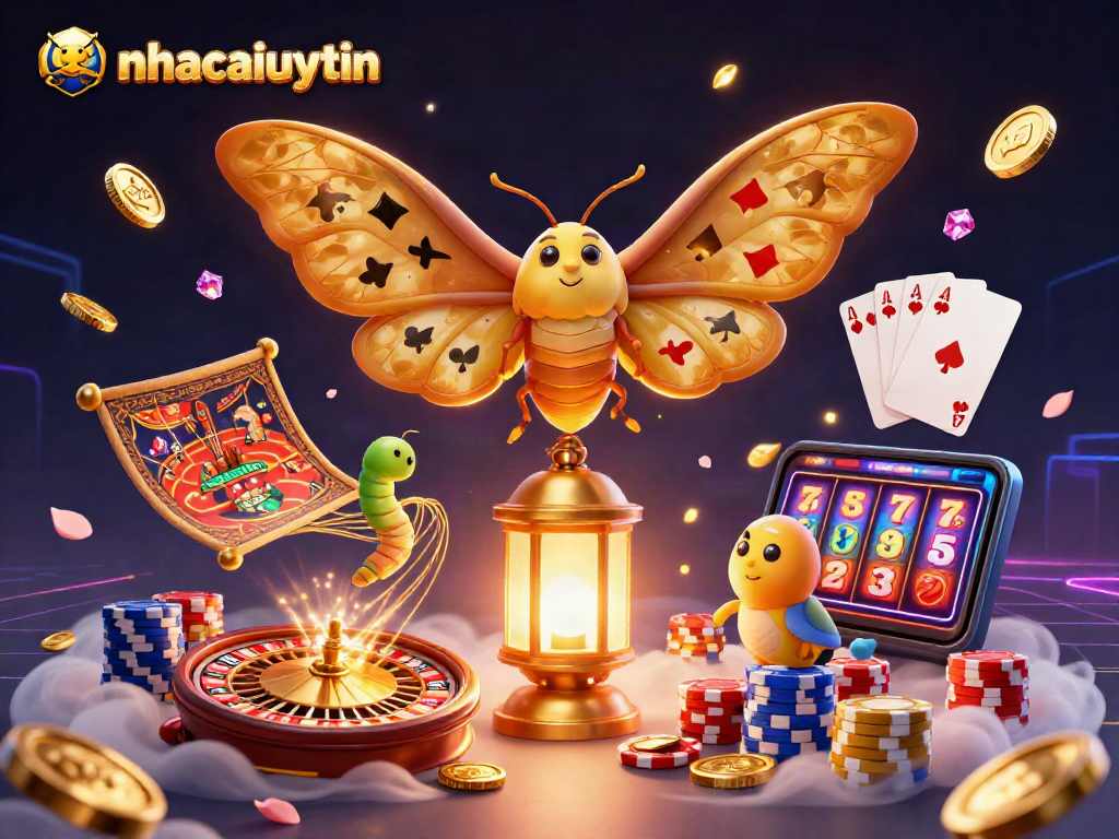 Experience exciting gameplay with nhacaiuytin's vibrant 3D casino scene featuring iconic symbols and elements.