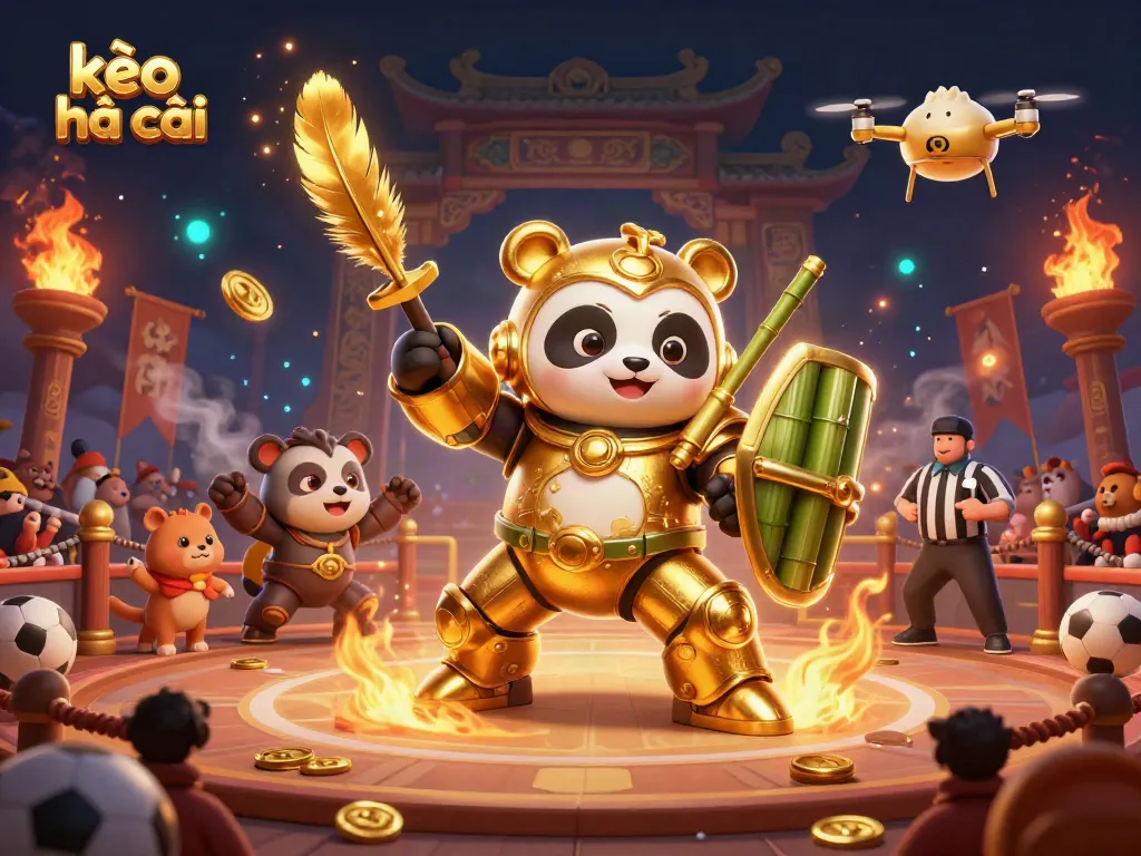 Engaging sports betting action depicting kèo nhà cái with vibrant 3D characters in an exciting arena.