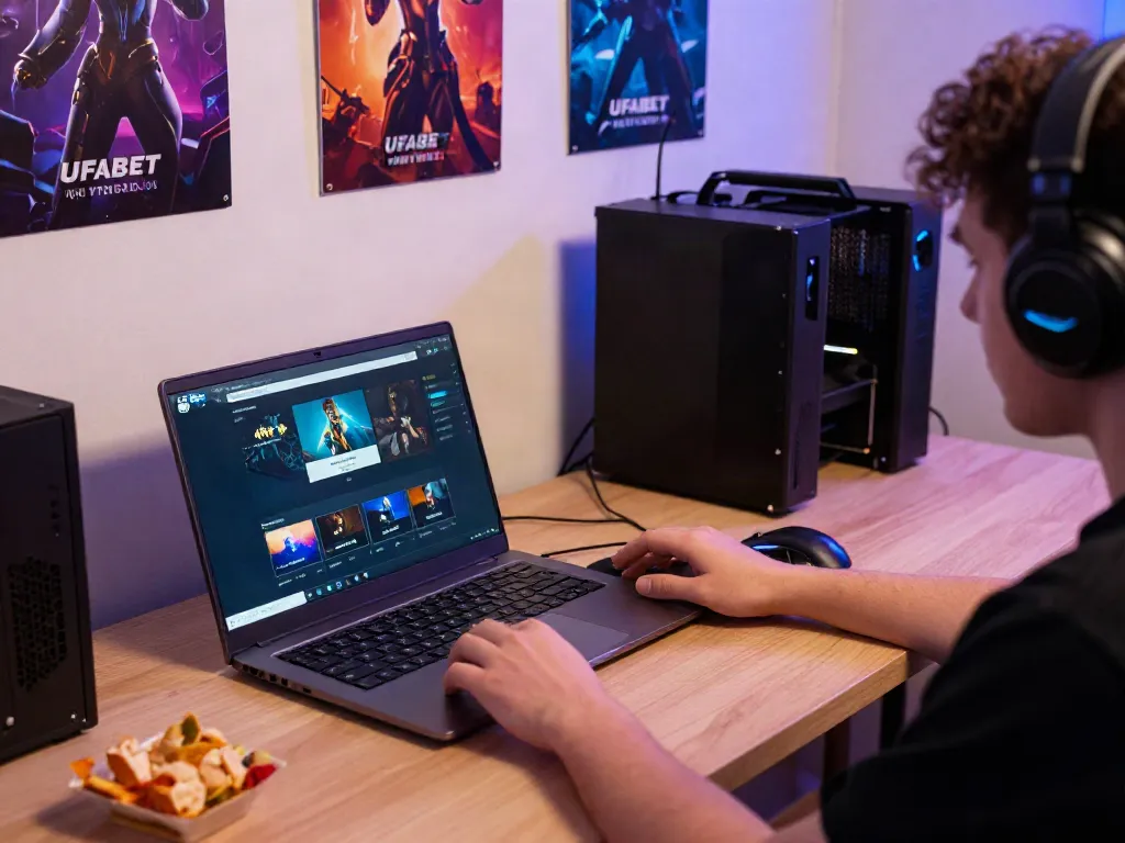 Engaging user experiences with UFABET platform in a cozy gaming setup.