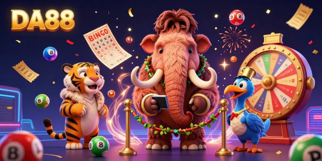 Join the thrilling world of DA88 with a vibrant casino scene showcasing dynamic lottery activities.