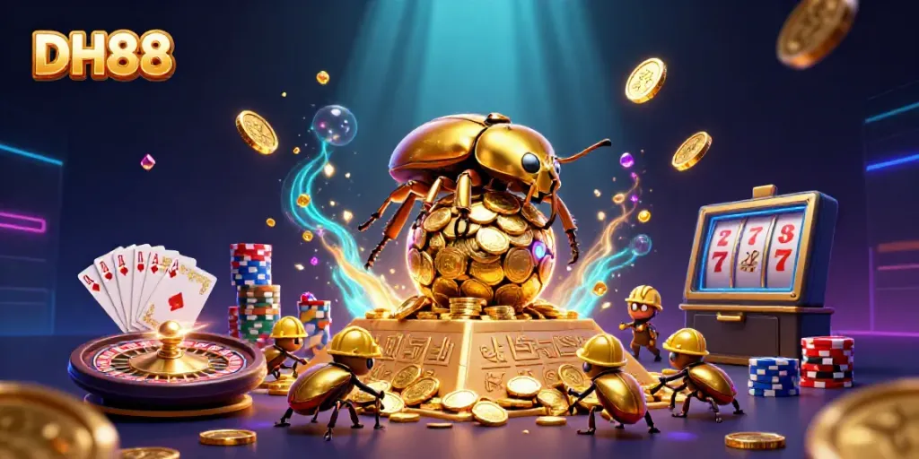 Experience thrilling jackpot rolls and golden coin challenges at DH88's vibrant casino.