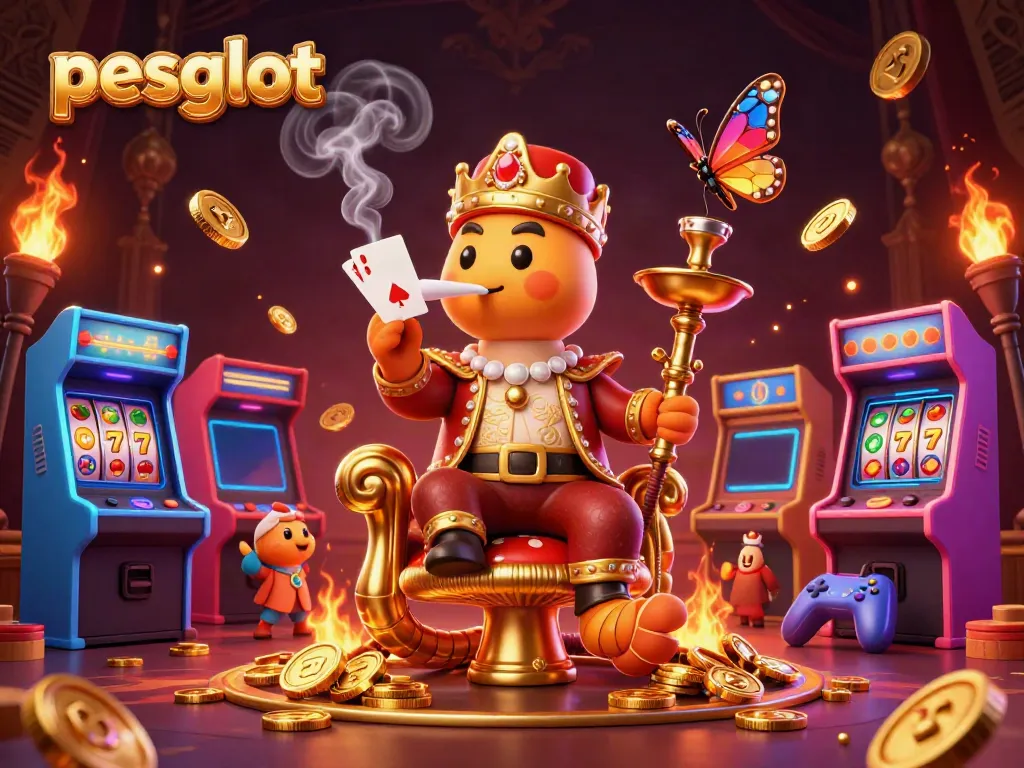 Experience action with pesgslot featuring vibrant 3D gaming elements and characters in a lively casino scene.