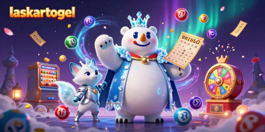 Engage with laskartogel's vibrant lottery scene featuring dynamic characters and colorful game elements.