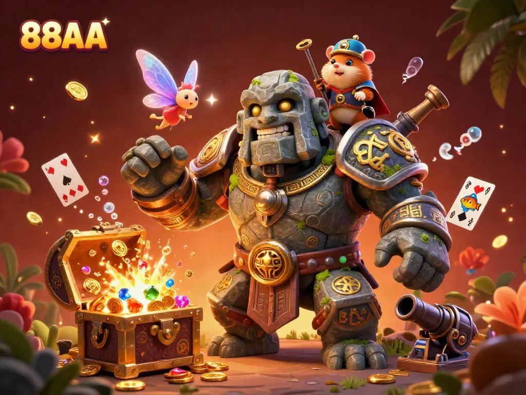Play exciting games with 88AA's vibrant magical world filled with treasure and slot machines.