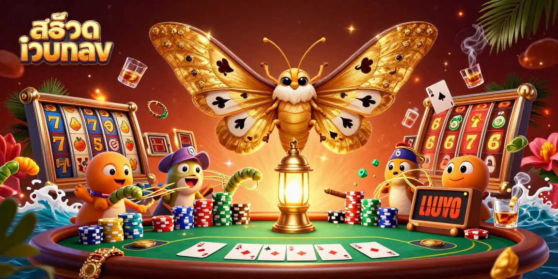 Experience the excitement of สล็อตเว็บตรง with vibrant casino visuals showcasing dynamic slots and poker elements.
