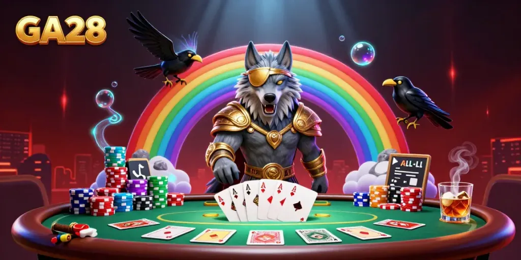 Engage with GA28's thrilling online gaming experience amidst a Norse-inspired casino scene.