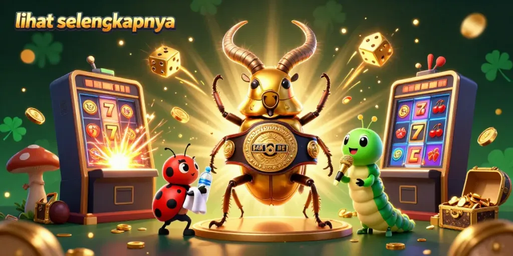 Gambar menampilkan karakter lucu dengan elemen slot dan jackpot, lihat selengkapnya untuk petunjuk bermain.