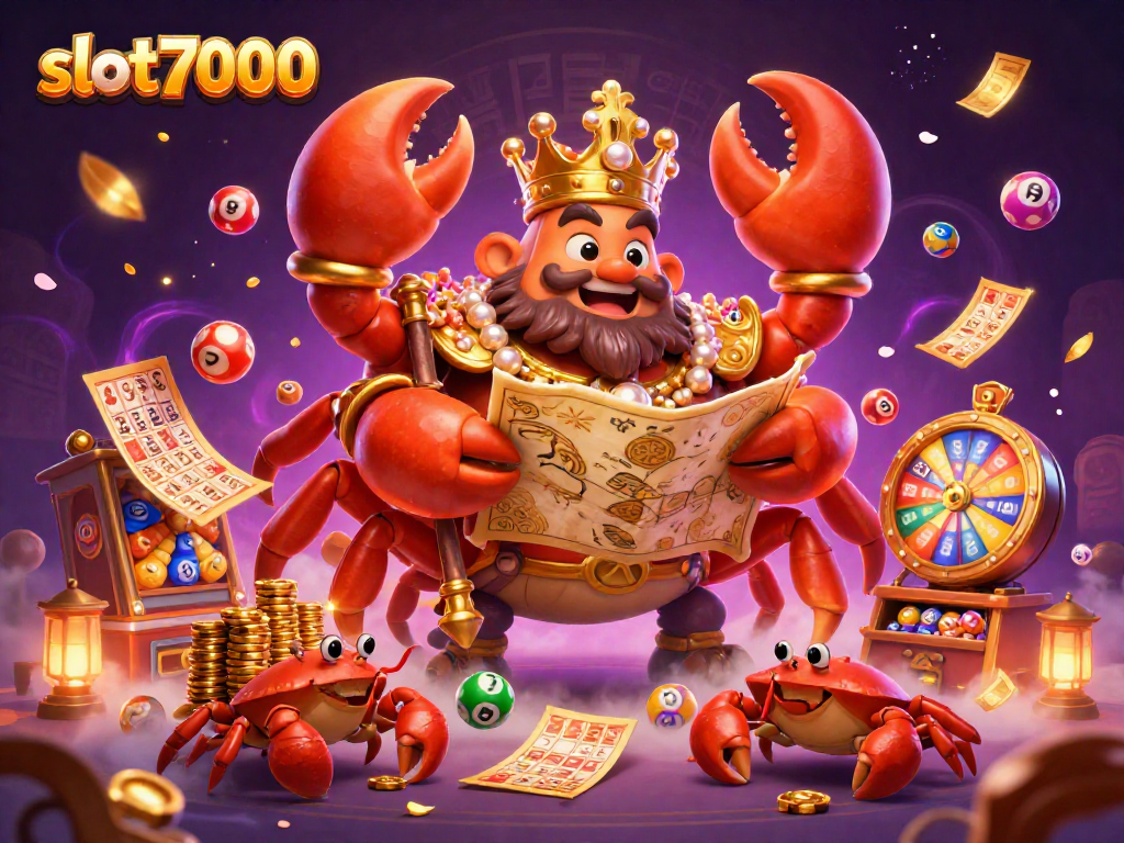 Engage in exciting gameplay at slot7000 surrounded by colorful gambling elements and characters.