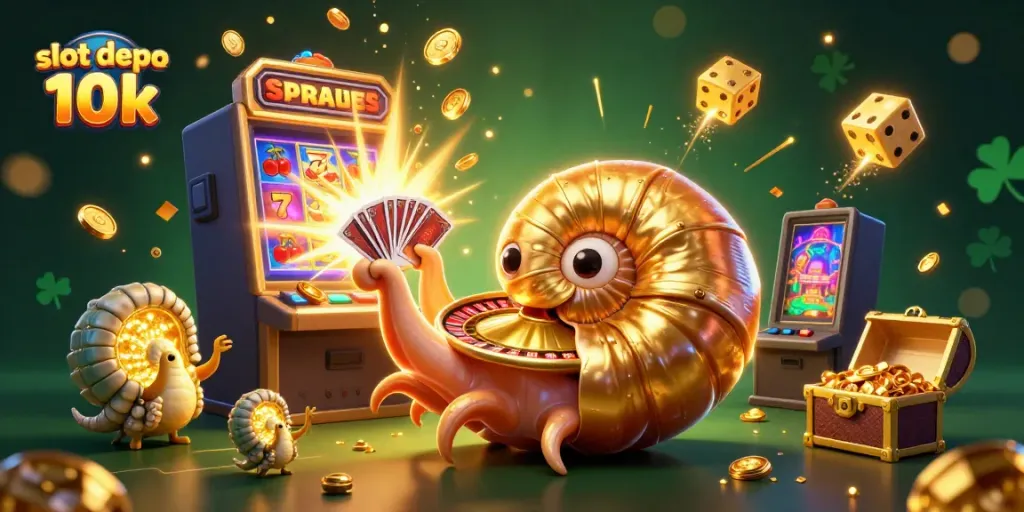 Experience the excitement of slot depo 10k with a vibrant 3D casino scene showcasing striking game elements and characters.
