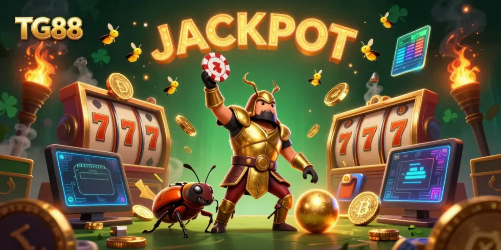 Engage with the gaming excitement at TG88, where the hercules beetle celebrates wins with jackpot elements.