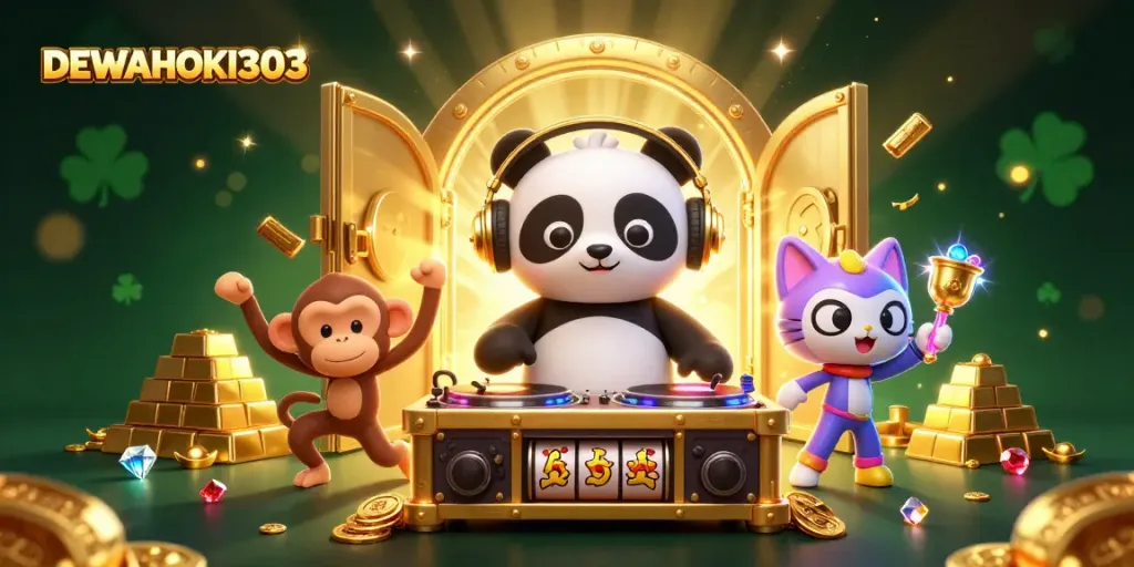 DEWAHOKI303 memberikan sensasi bermain slot dengan DJ panda dan karakter menyenangkan di dalam suasana kasino.