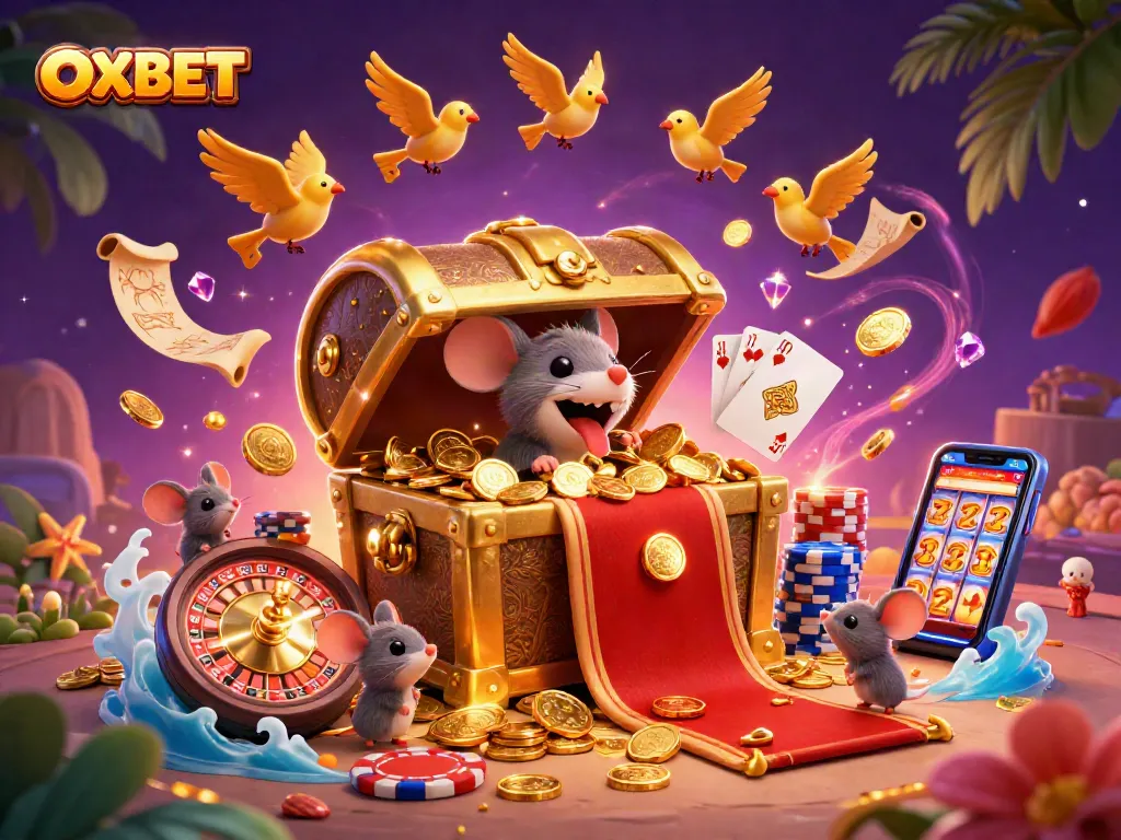 Experience excitement with OXBET's vibrant casino gaming scene filled with treasures and thrilling elements.