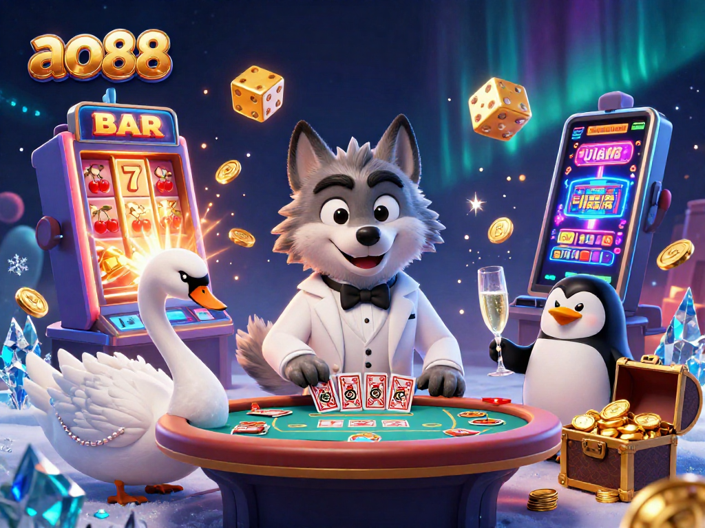 Spin to win at ao88's vibrant casino, where thrilling characters engage in high-stakes gaming.