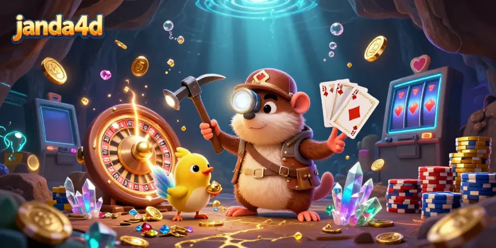 janda4d menghadirkan ilustrasi kartun 3D menarik dengan karakter pemandu harta karun