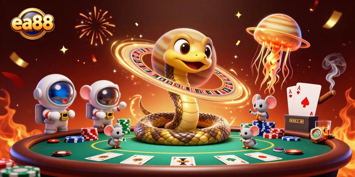 Betting on the cosmic roulette wheel at ea88 while astronaut mice celebrate in a vibrant casino scene.