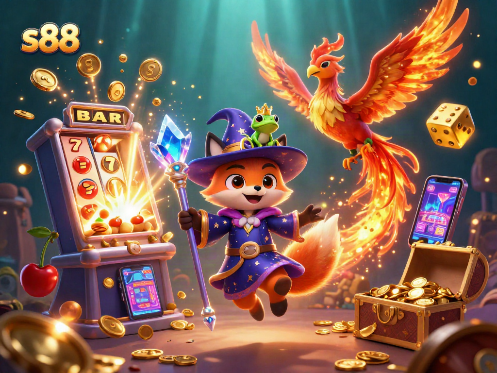 Experience thrilling gaming moments with the vibrant s88 casino illustration featuring wondrous characters and jackpot excitement.