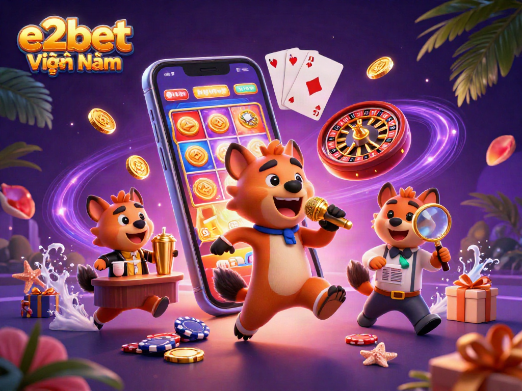 Vui chơi tại e2bet Việt Nam với các hyena hoạt hình trong sòng bạc hài hước.