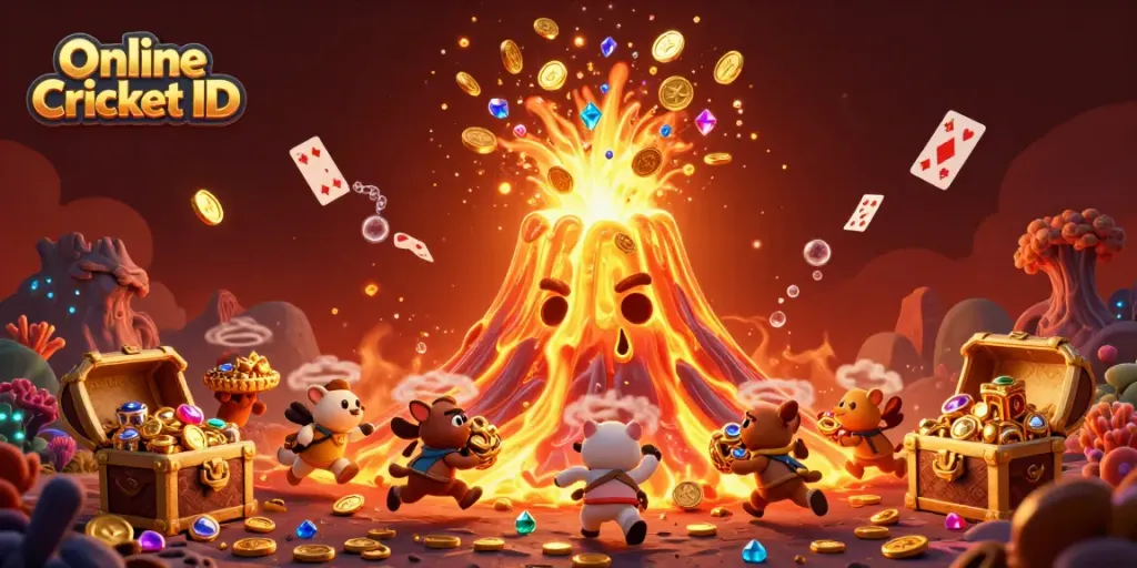Engage with Online Cricket ID through dynamic rewards and treasures in this vibrant 3D scene.