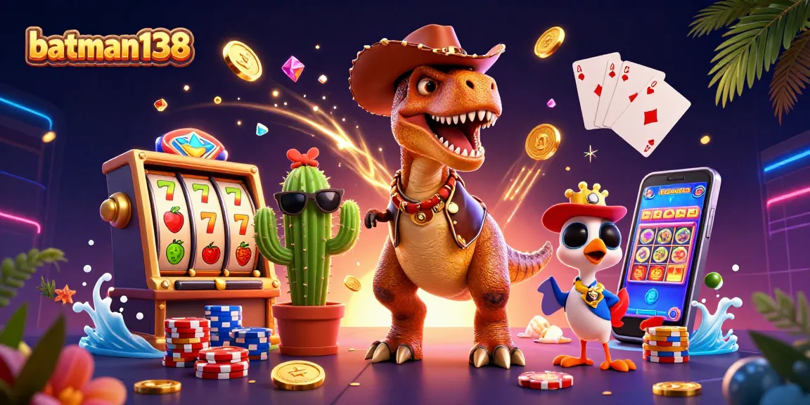 Menangkan jackpot di batman138 dengan T-Rex dan karakter menarik lainnya dalam dunia slot yang penuh warna.