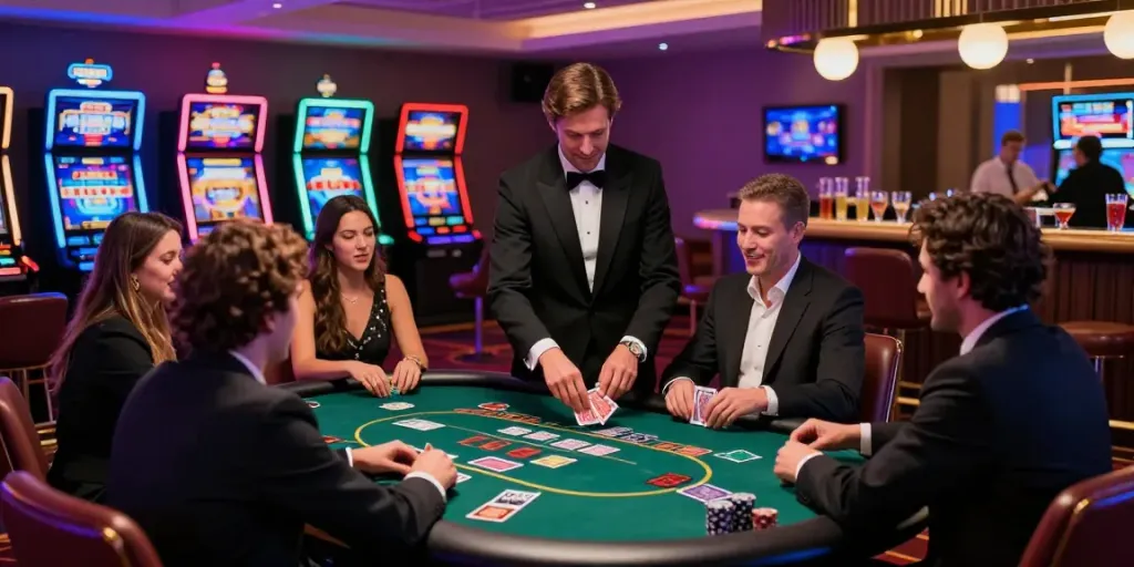 Nejlepší online casino s elegantním pokerovým stolem a vzrušenými hráči.