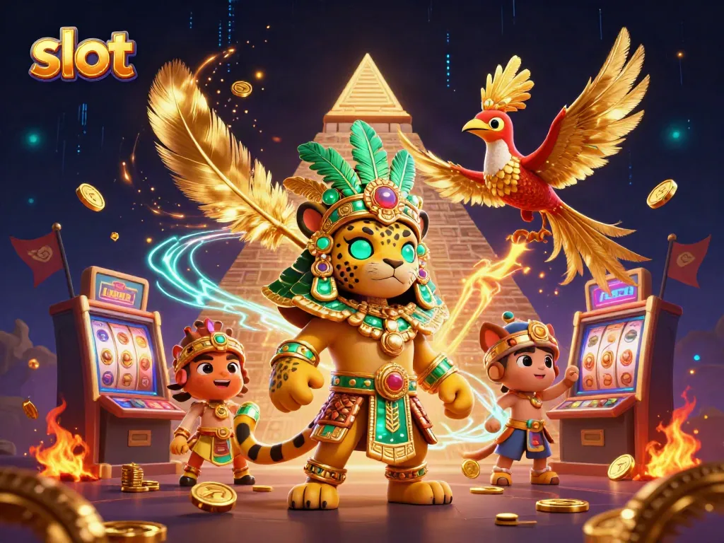 Slot dengan mesin slot berputar dan karakter Mayan yang atraktif.