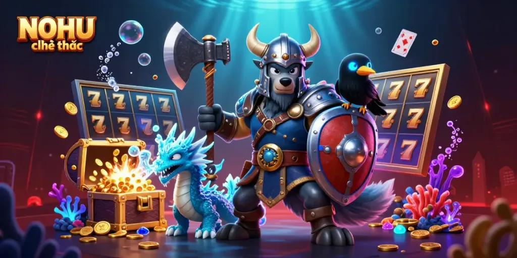 Engage with the thrilling NOHU chính thức slot action featuring Viking warriors and treasure-filled scenes.