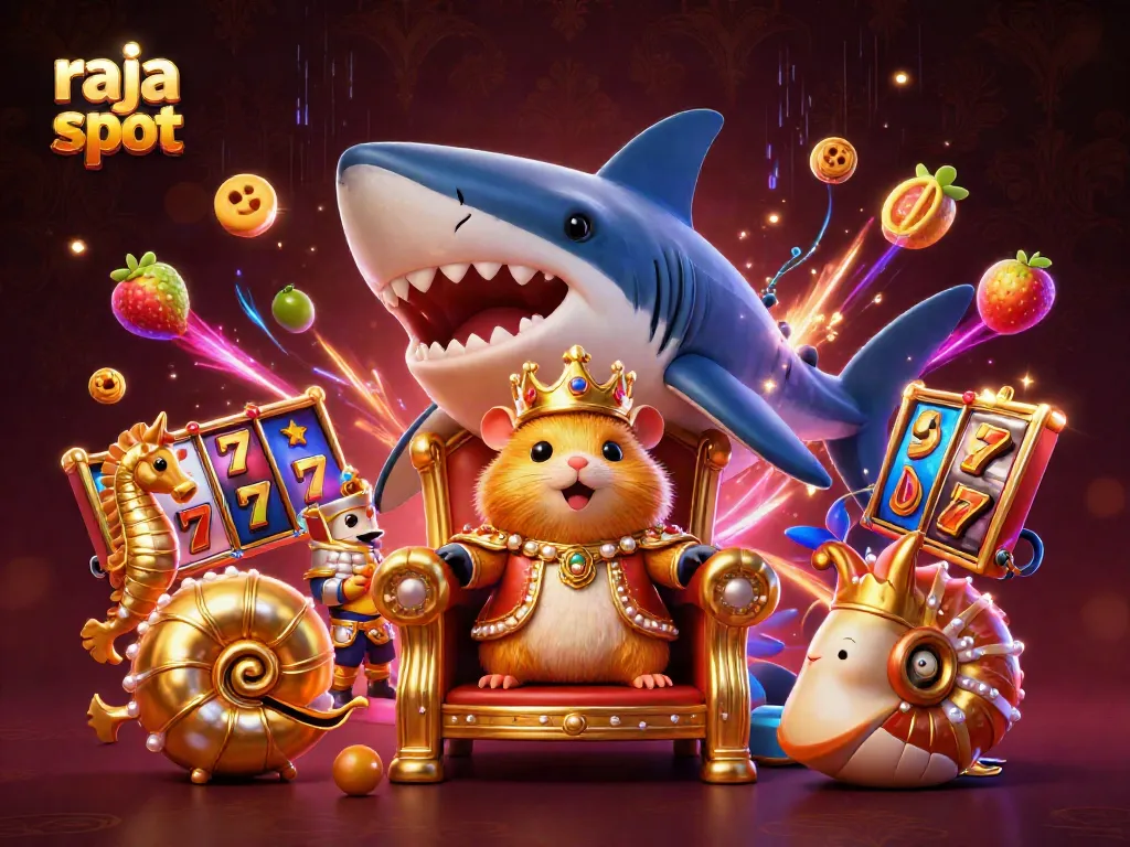 Menangkan jackpot dengan raja slot dan simbol buah yang berkilau dalam permainan slot 3D yang spektakuler.
