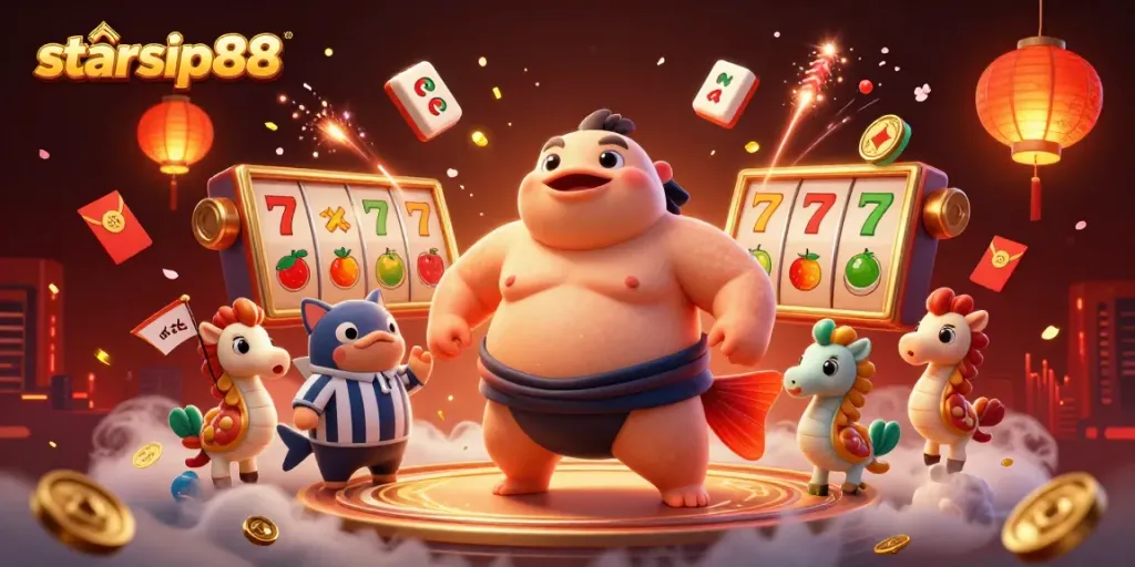Engage in thrilling slots with starsip88 featuring a dynamic underwater casino scene with vibrant characters.