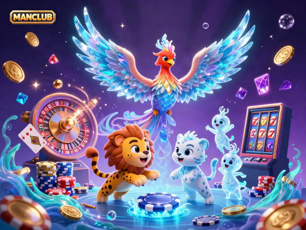 Experience thrilling gameplay with the MANCLUB casino phoenix and snow leopard, showcasing vibrant gaming elements.